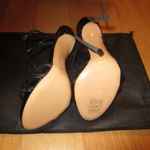 NNB CASADEI Metal Blade Heel Black Patent High Heel Strappy Sandals - Picture 13 of 13